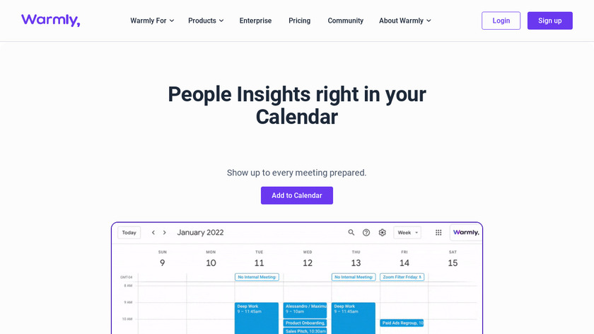 Calendar Signatures by Warmly Landing Page