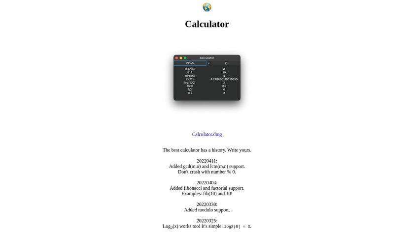 Calculator OSX App Landing Page