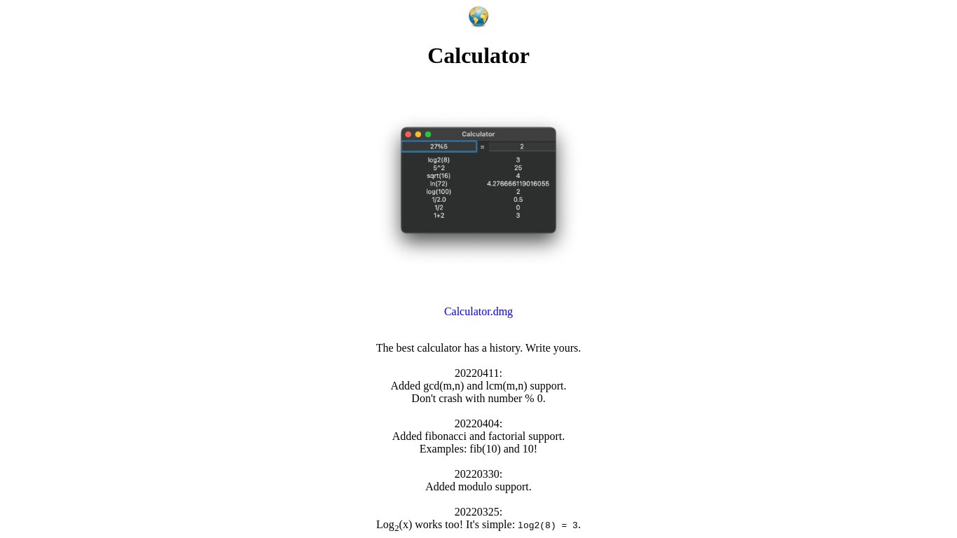 Calculator Landing page