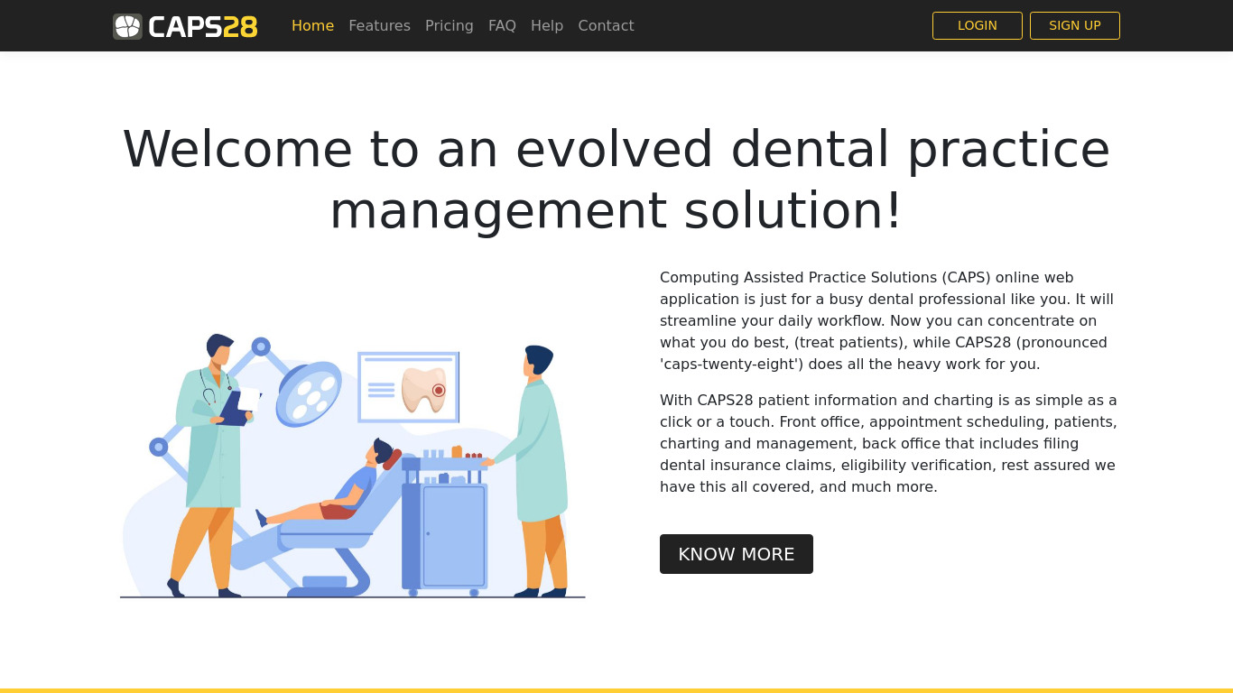 Dental clinic software Landing page