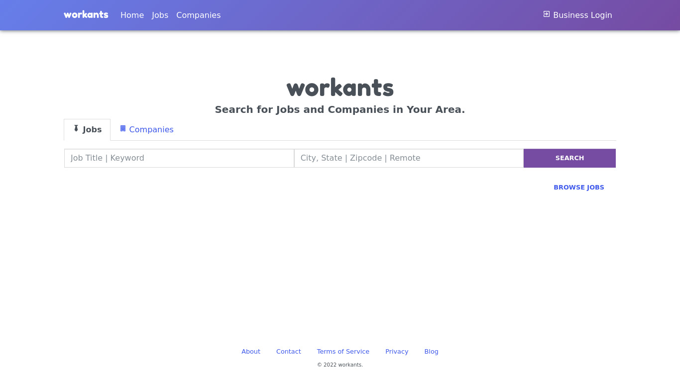 Workants Landing page