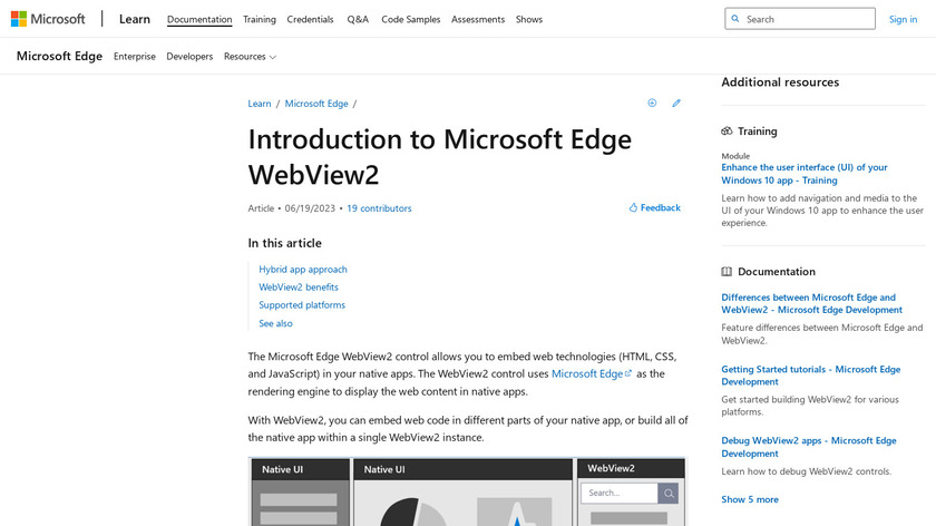 Microsoft Edge WebView2 Landing Page