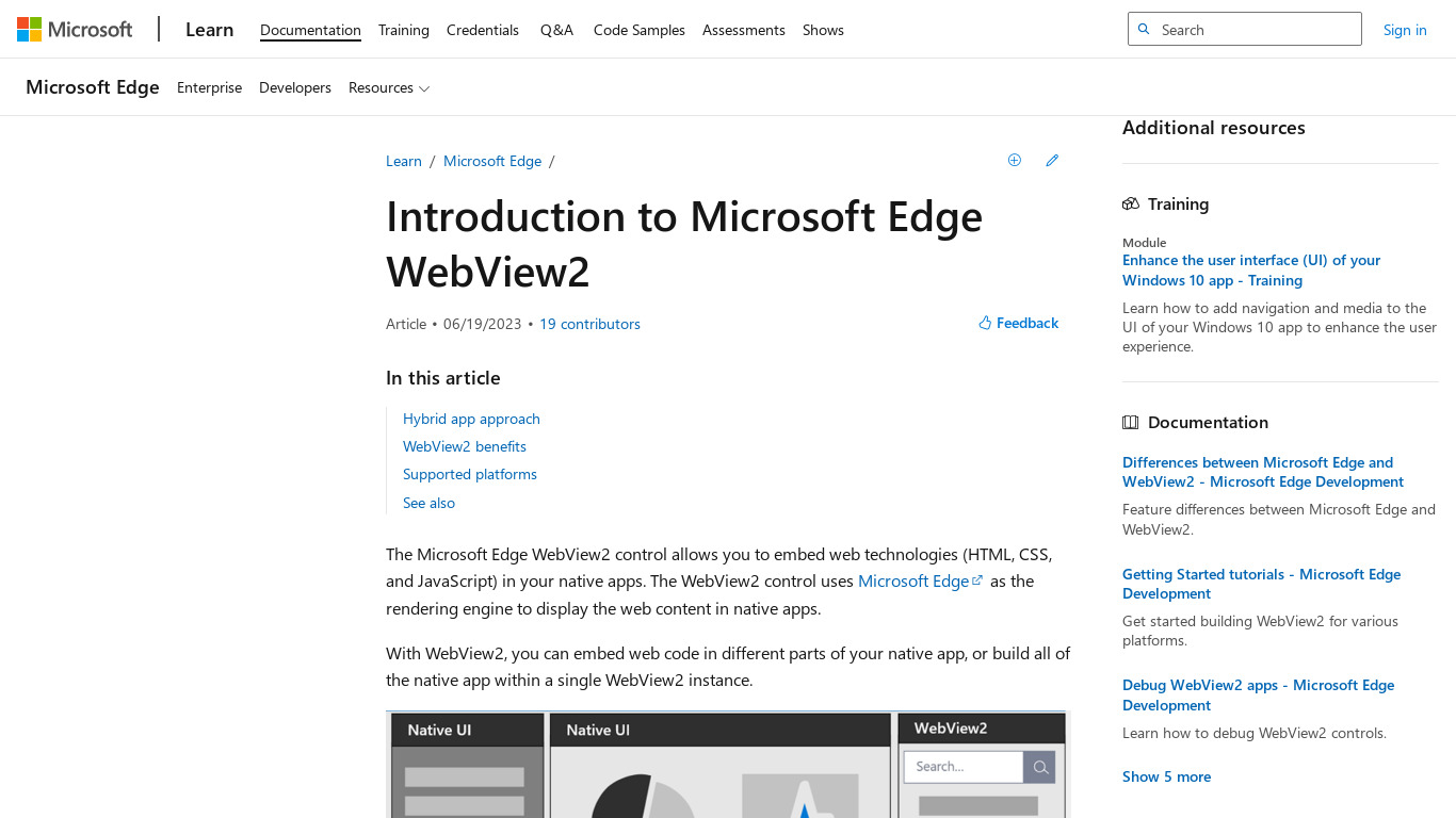 Microsoft Edge WebView2 Landing page