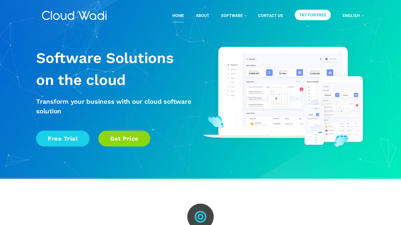 CloudWadi Logistics Software Landing page