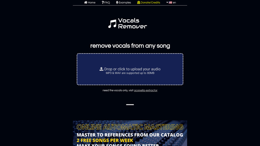 Remove-Vocals Landing Page