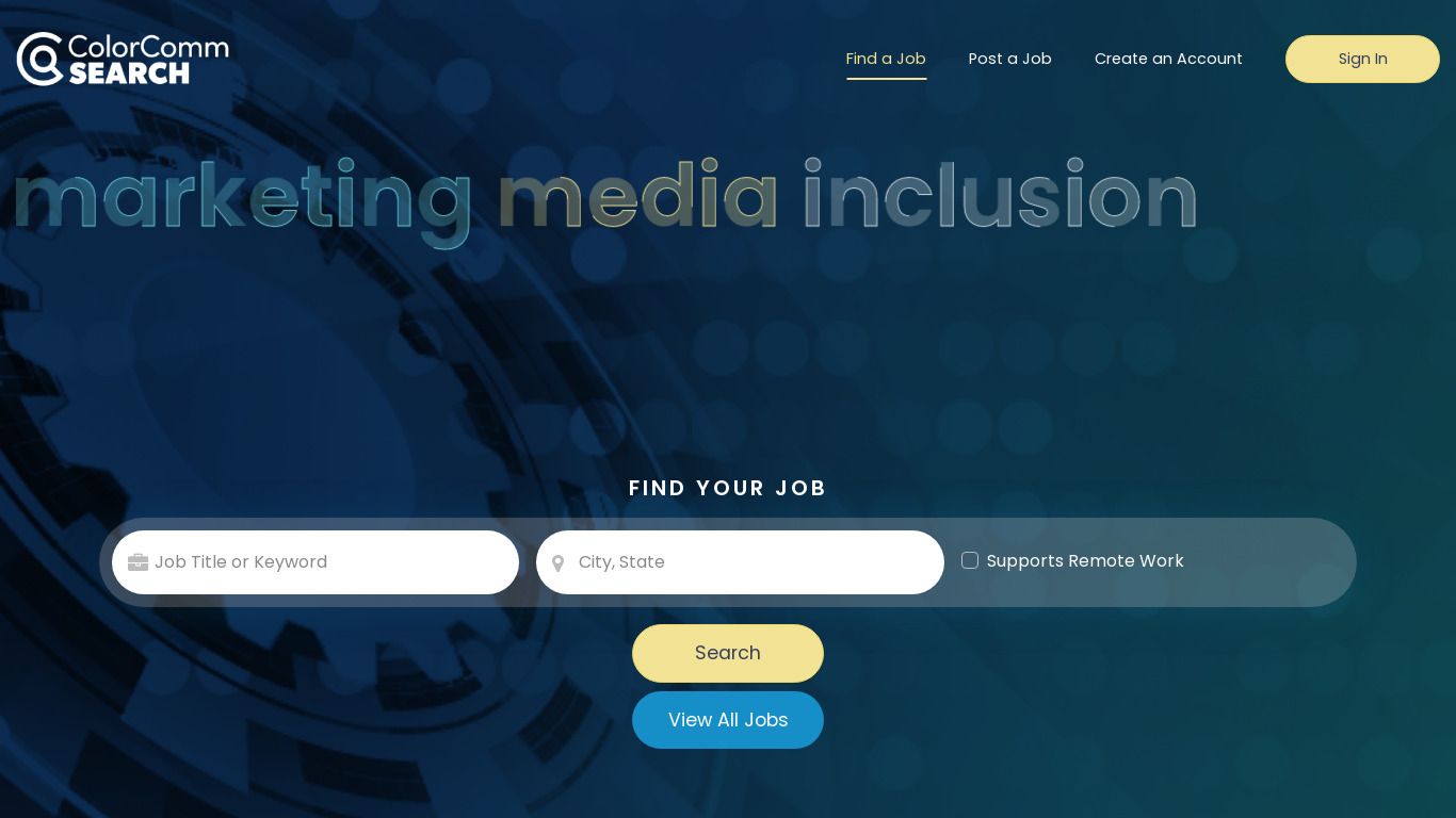 ColorComm Search Landing page