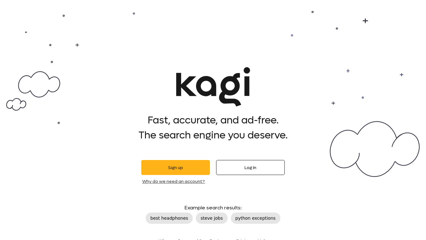 Kagi Landing page