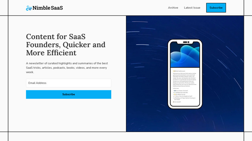 Nimble SaaS Newsletter Landing Page