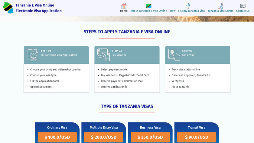 Tanzania Visa Online Landing Page