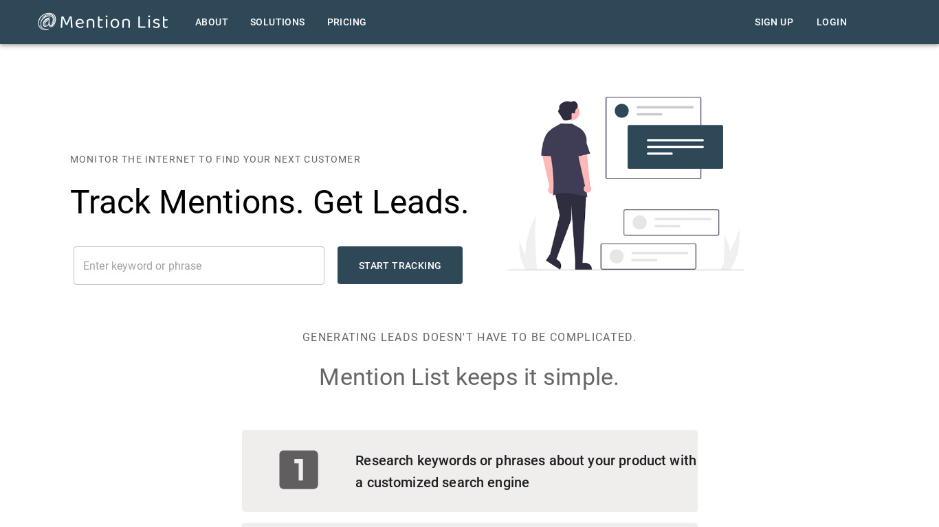 Mention List Landing page