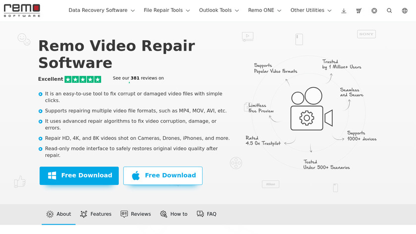 Remo Video Repair Software Landing Page