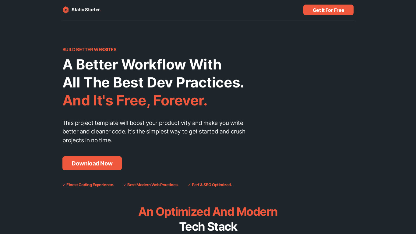 Static Starter Landing page