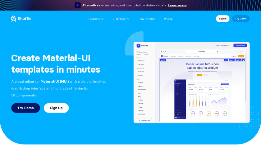 Shuffle for Material-UI Landing Page