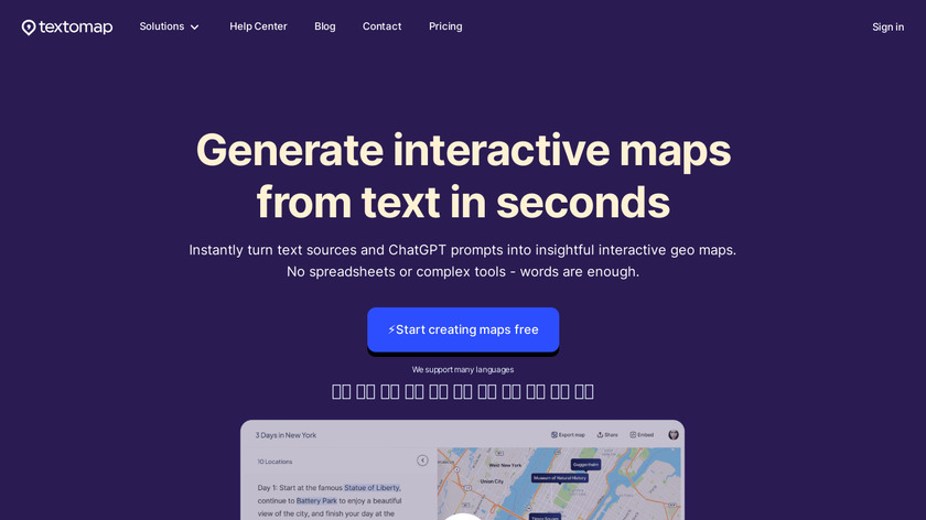 textomap Landing Page