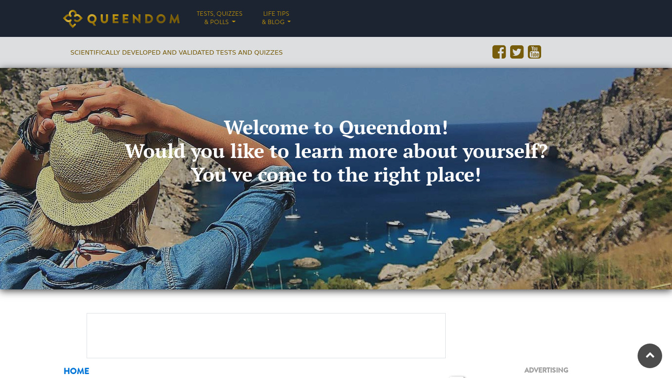 Queendom Landing page