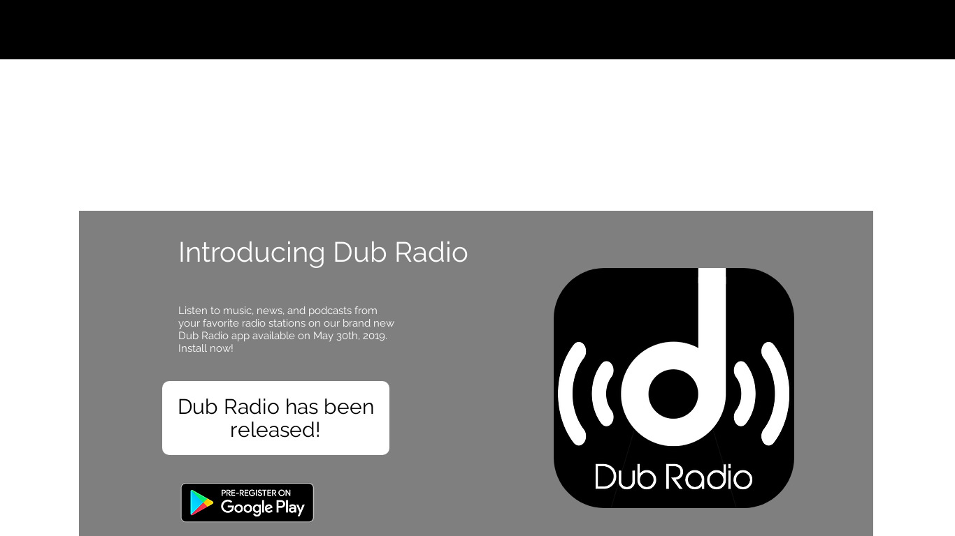 Dub Radio Landing page