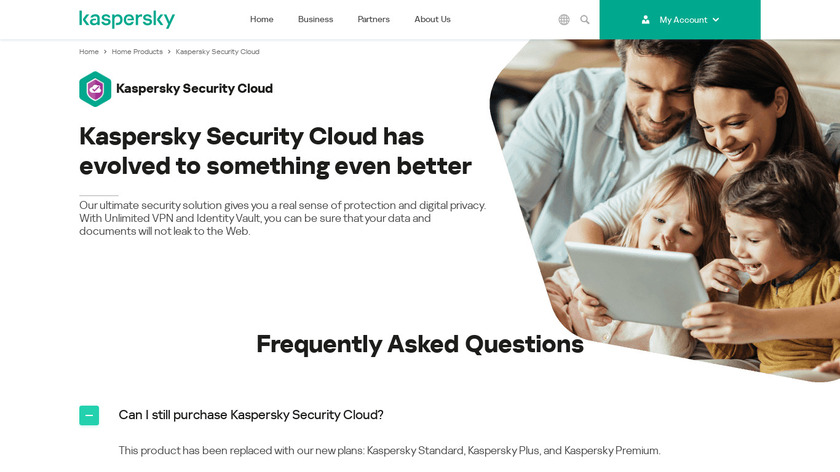 Kaspersky Security Cloud Landing Page