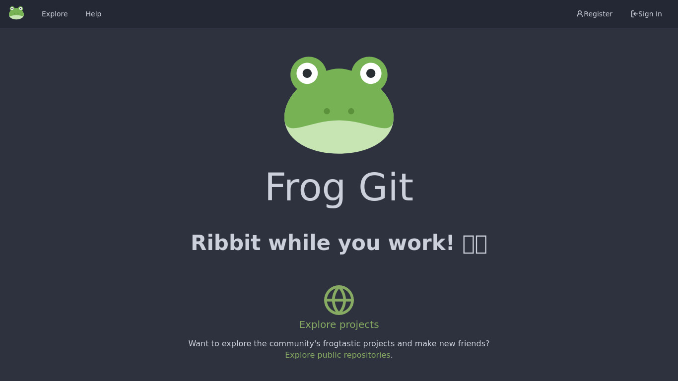 Frog Git Landing page