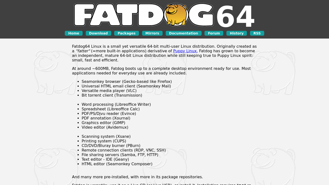 FatDog64 Landing page