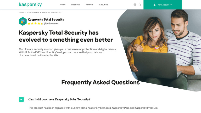 Kaspersky Total Security Landing Page