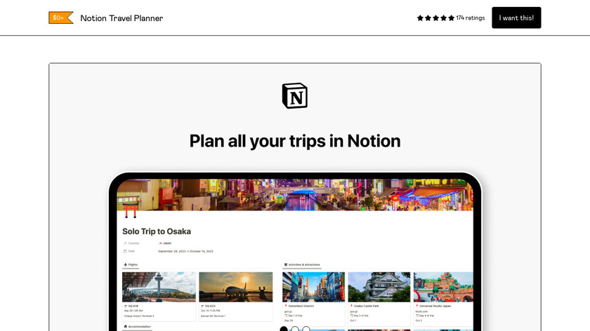 Notion Travel Planner Landing Page
