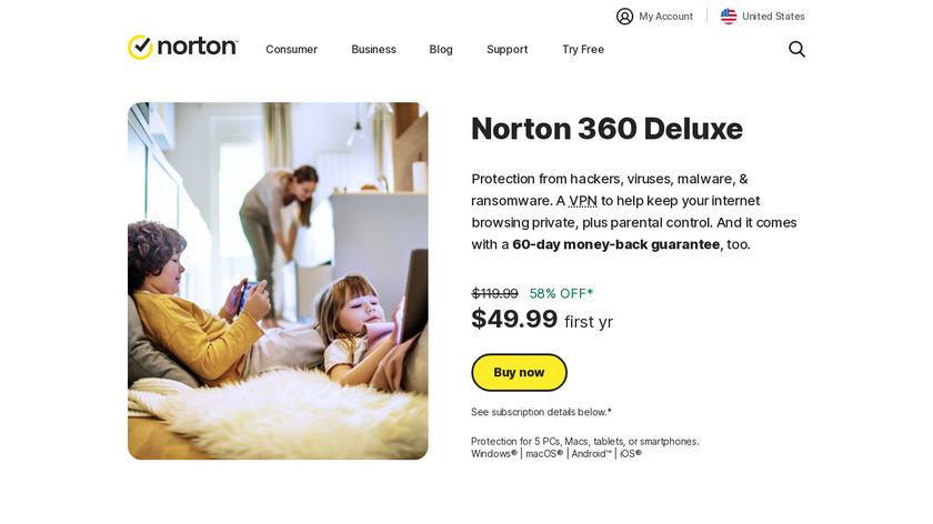Norton 360 Deluxe Landing Page