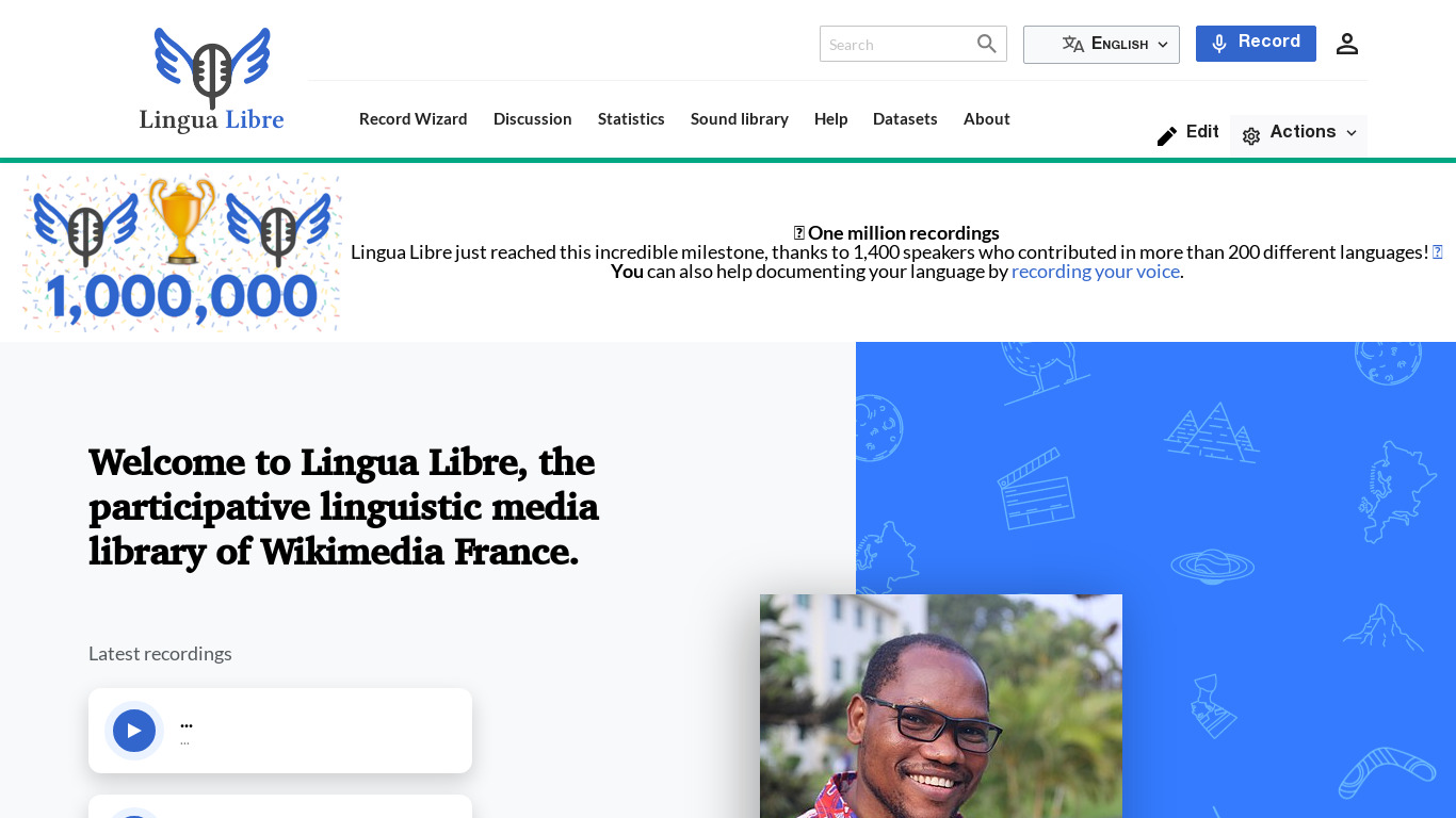 Lingua Libre Landing page