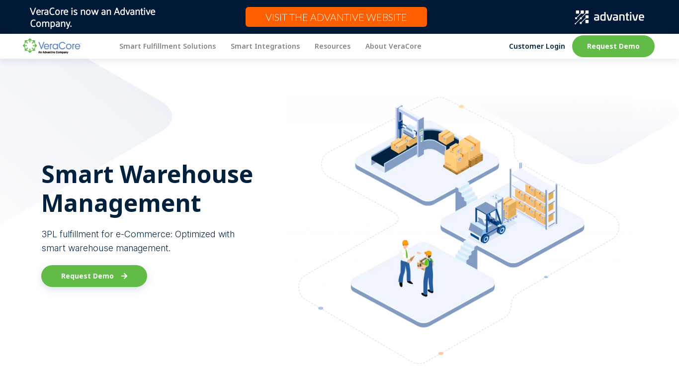 VeraCore Warehouse Management Landing page