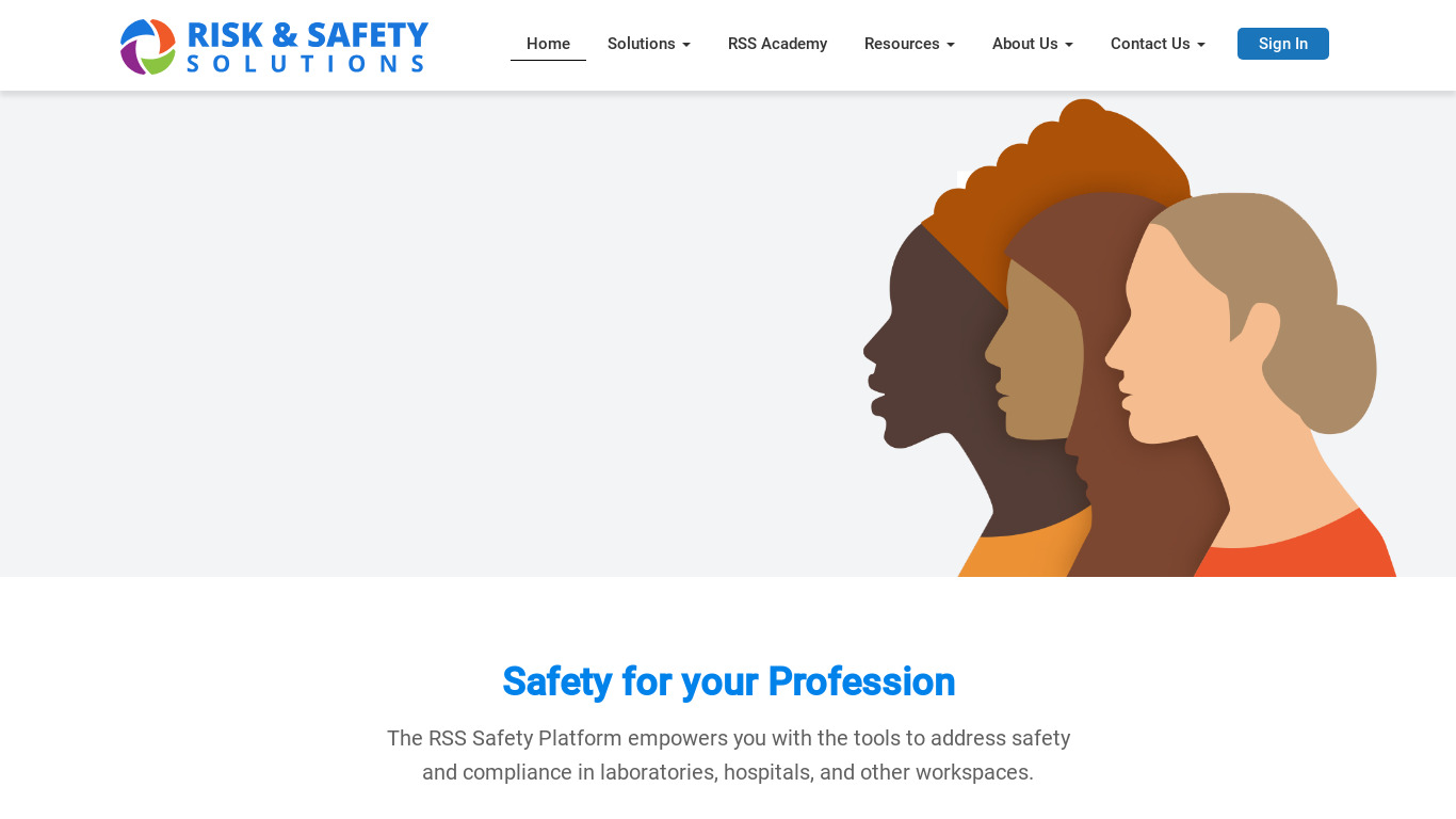 Risk and Safety Solutions Landing page