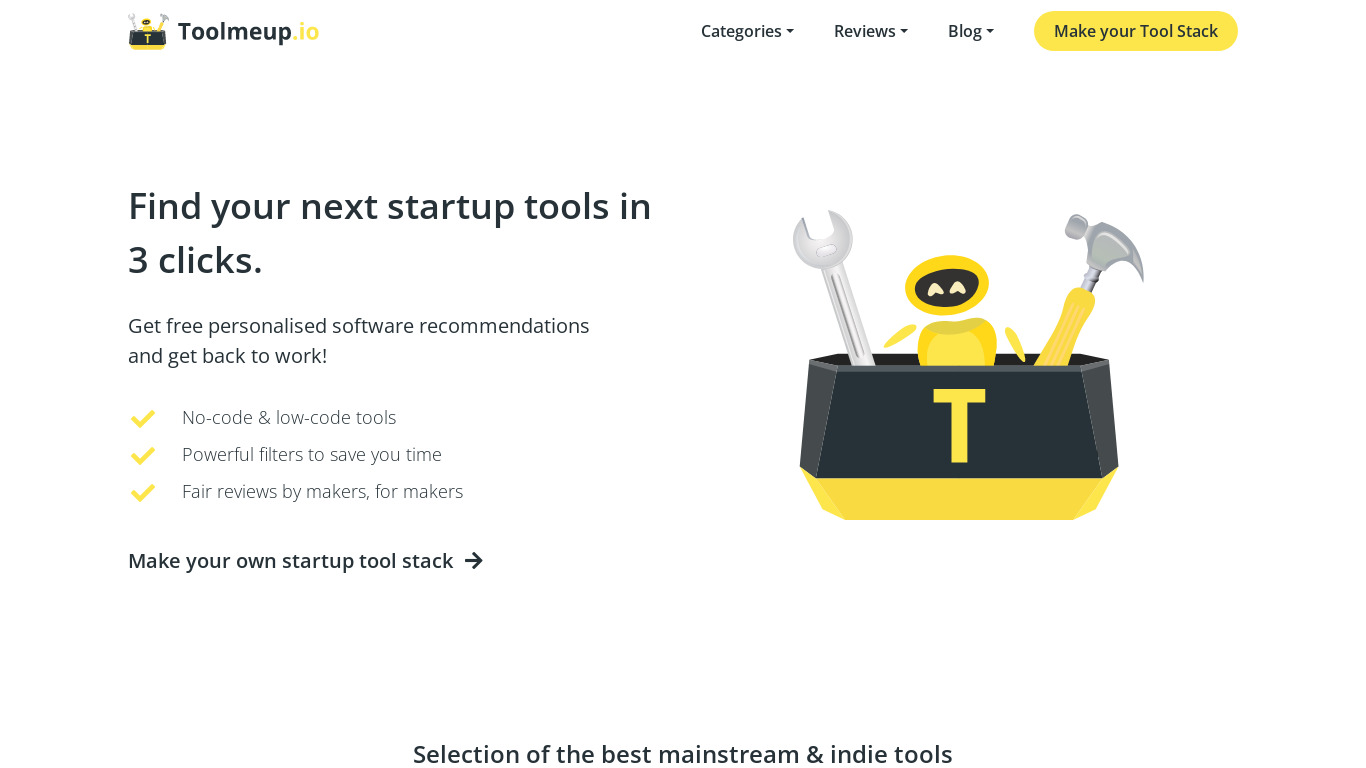 Tool me up Landing page