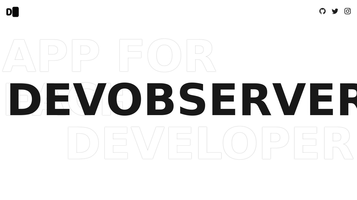 DevObserver Landing page