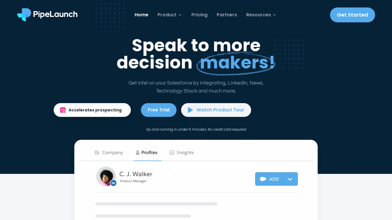 PipeLaunch Landing page
