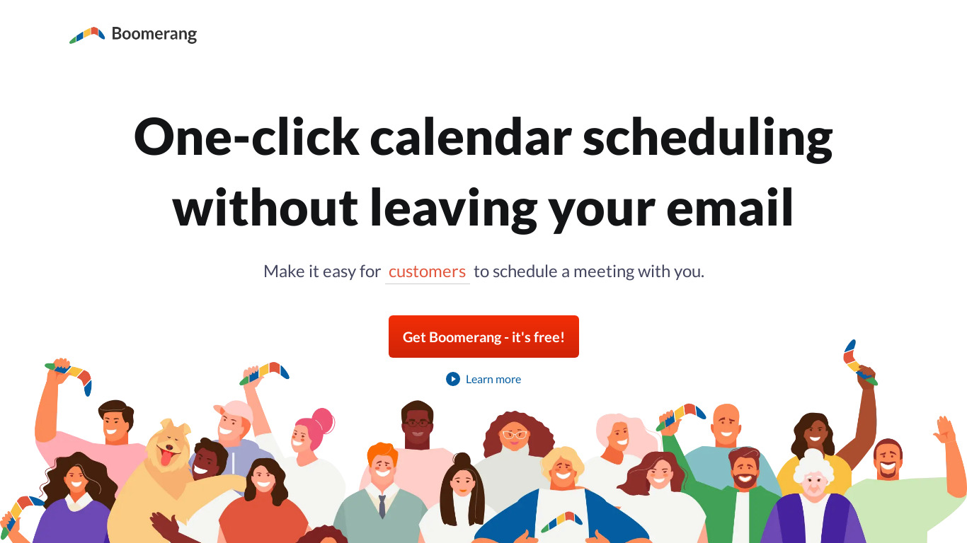 Bookable Schedule by Boomerang Landing page