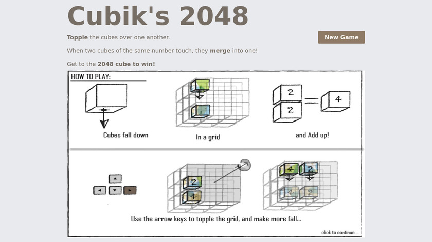 Cubik's 2048 Landing Page