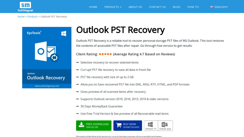 Softmagnat Outlook PST Recovery Tool Landing Page