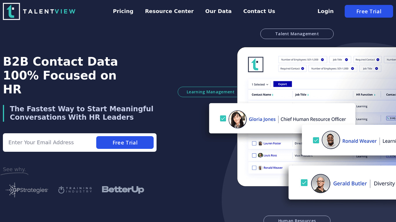 TalentView.co Landing page