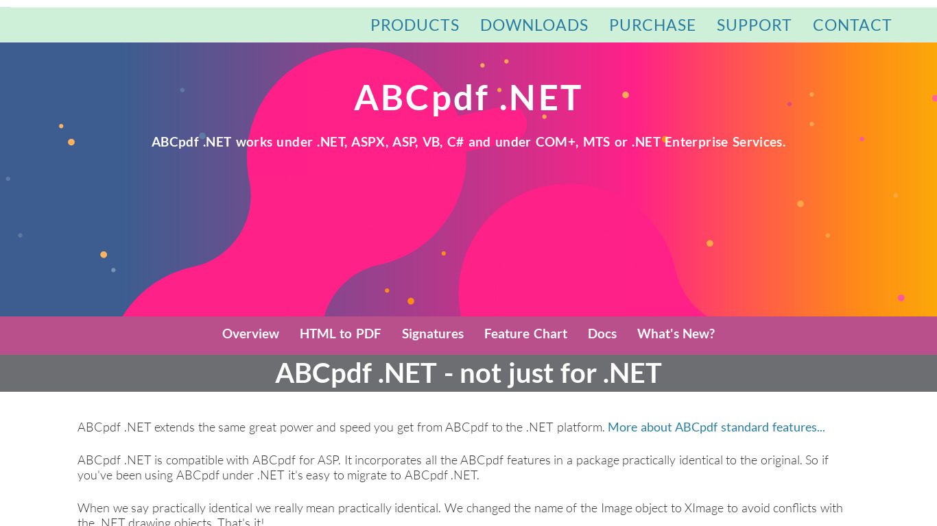 ABCpdf.NET Landing page