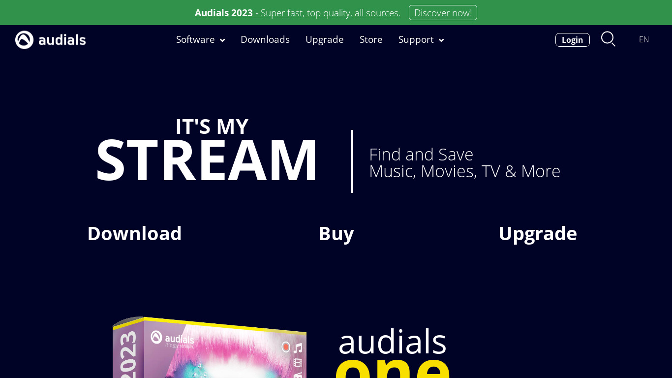 Audials Play Landing page