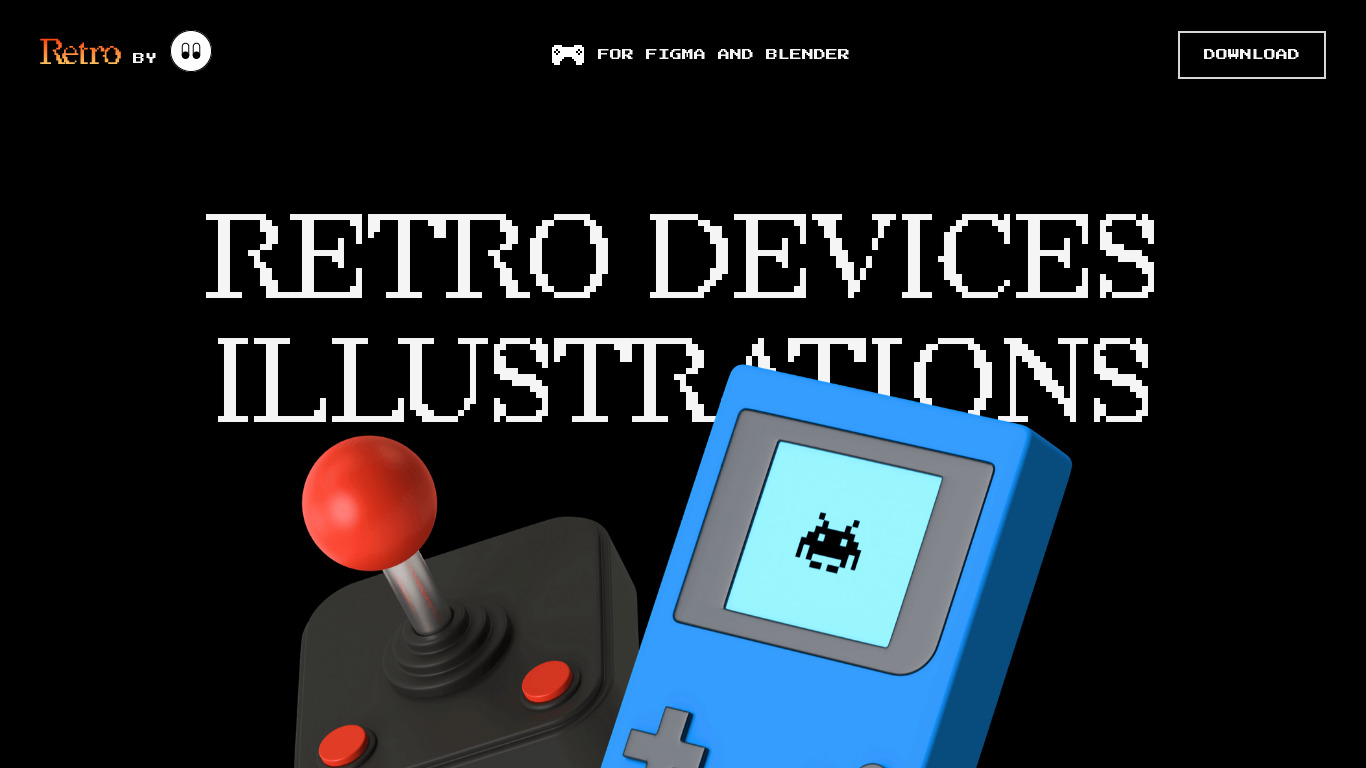 Retro 3d illustrations Landing page