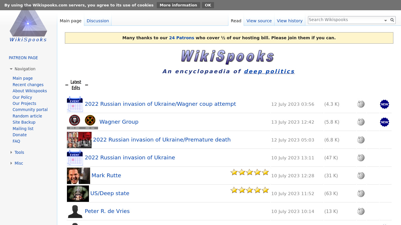 WikiSpooks Landing page