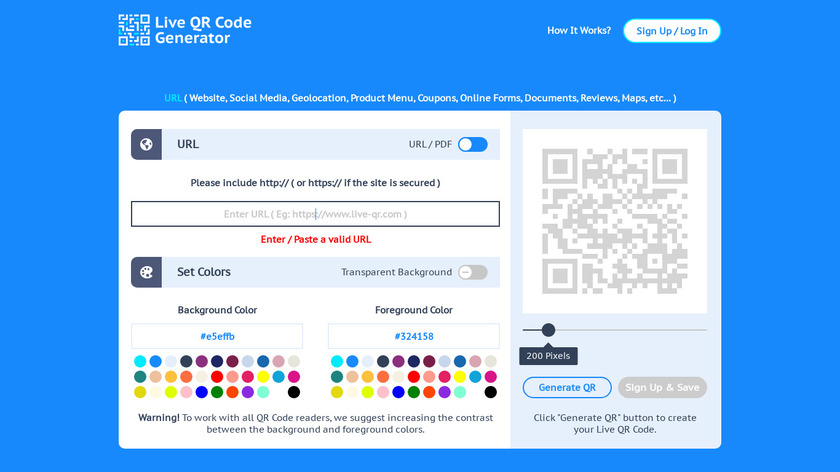 Live QR Code Generator Landing Page