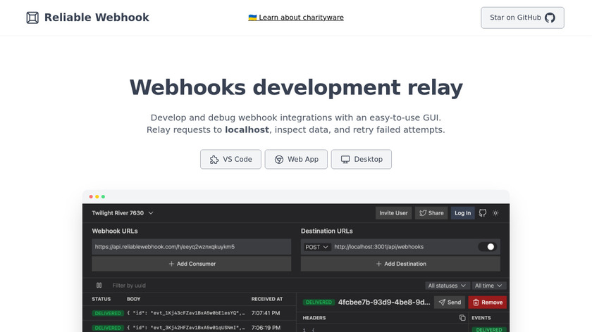 Reliable Webhook Landing Page