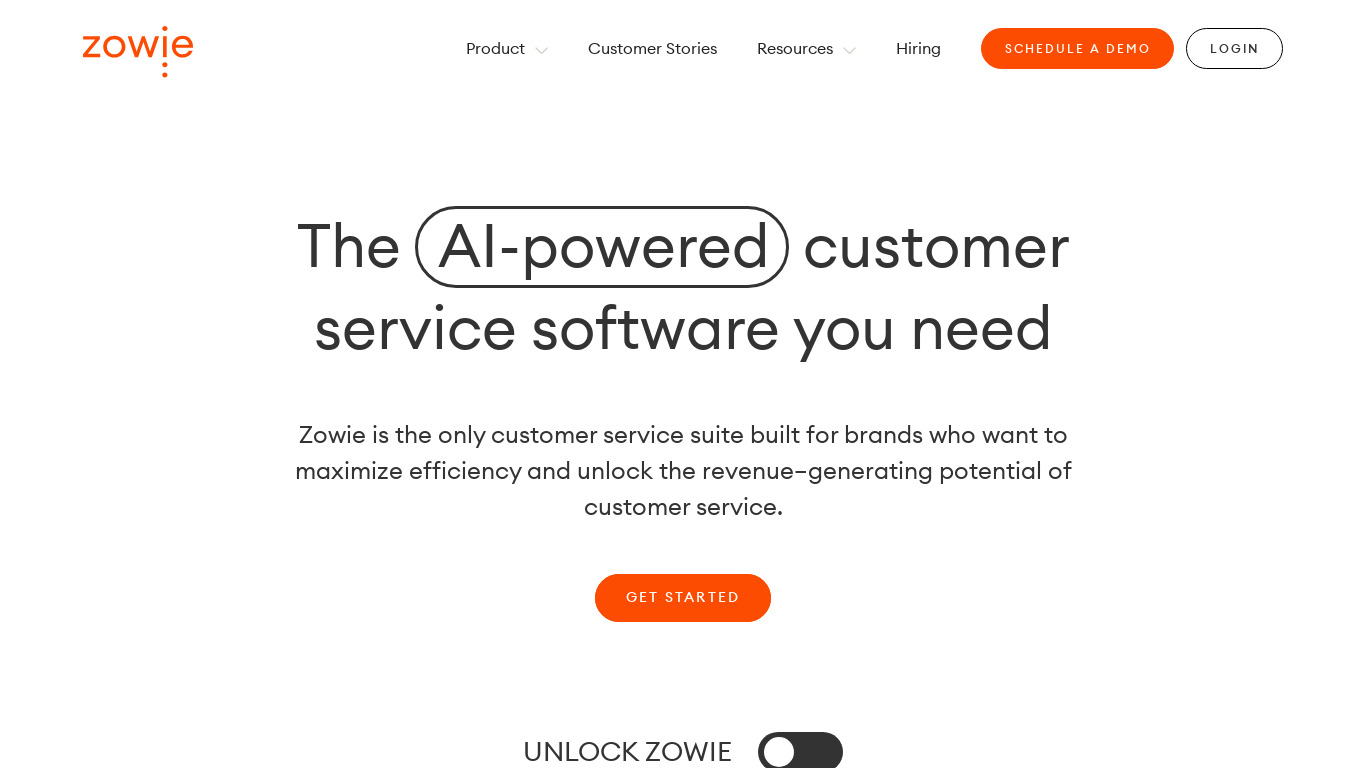 Zowie AI Customer Service Automation Landing page