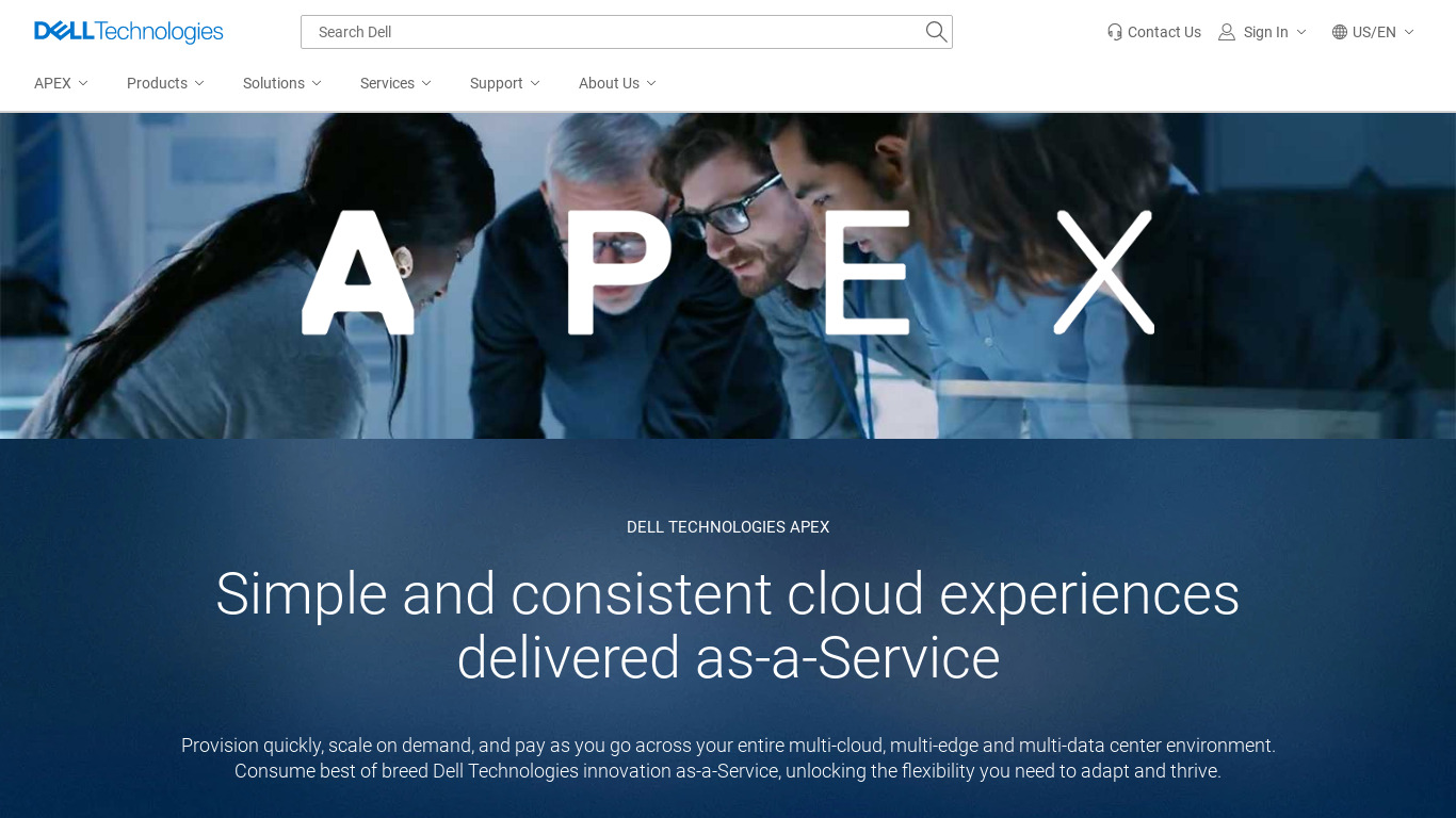 Dell Technologies APEX Landing page