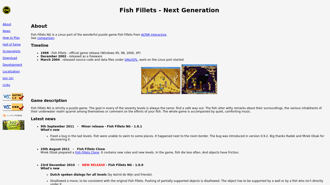 Fish Fillets - Next Generation Landing page