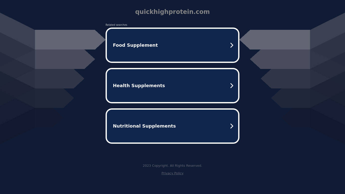 Quick High Protein Landing page