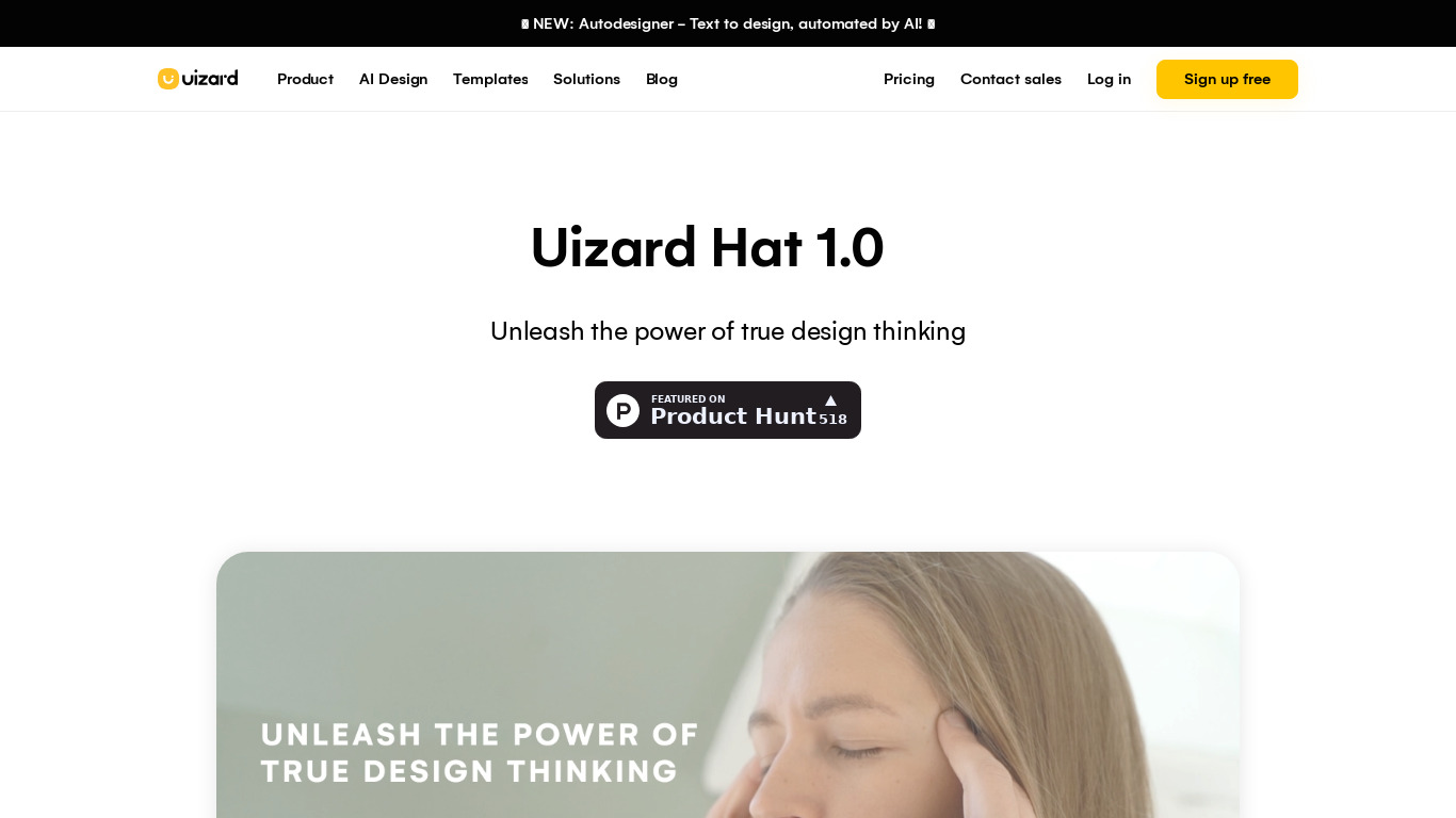 Uizard Hat Landing page