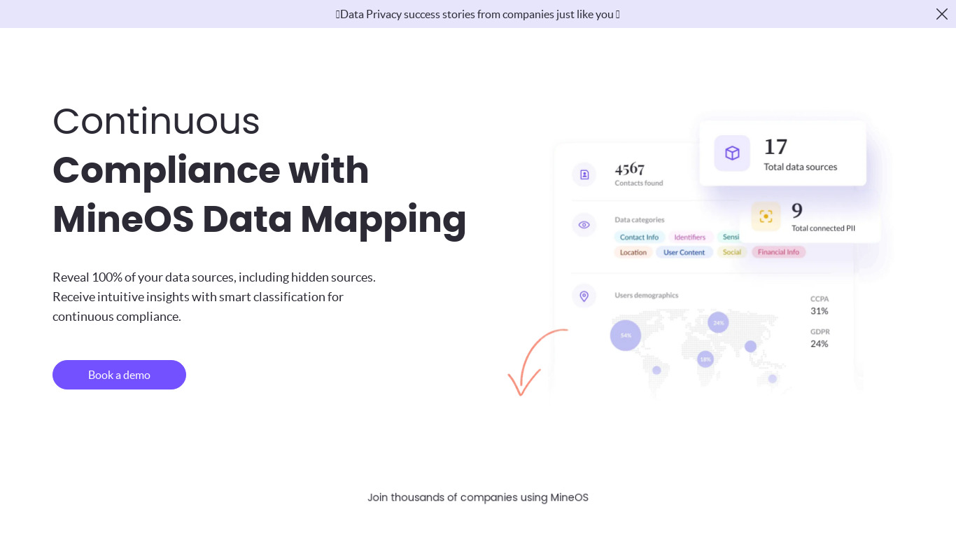 Mine for Teams Landing page