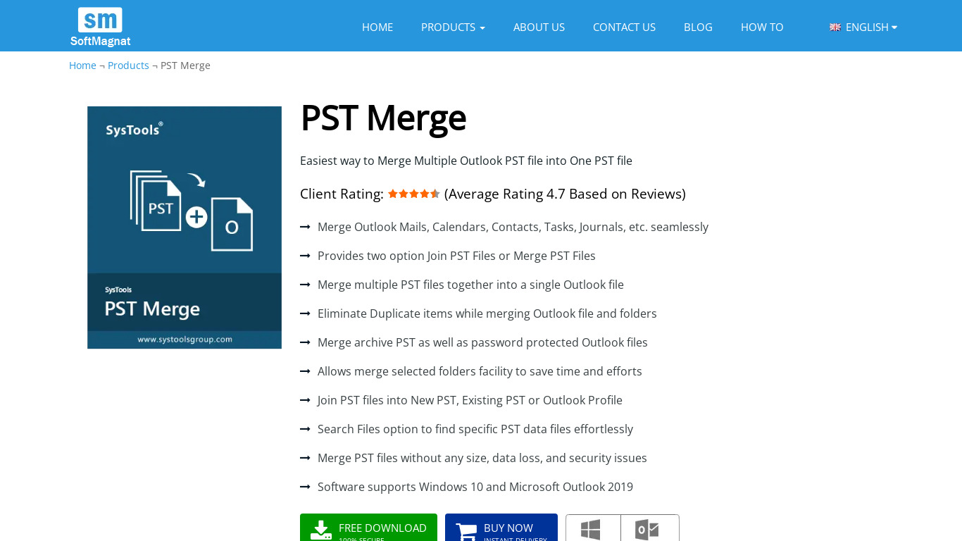 Softmagnat PST Merger Tool Landing page