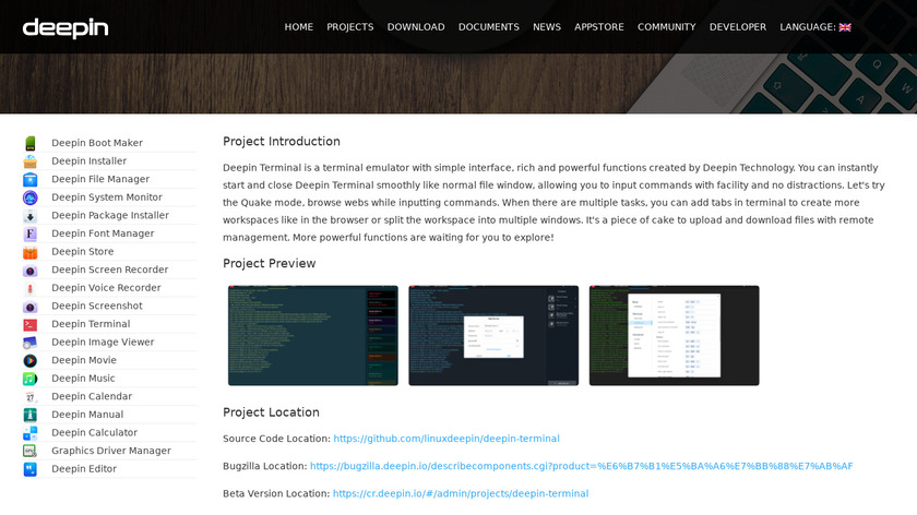 Deepin Terminal Landing Page